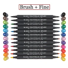 STA 12 24 цвета набор кистей и ручек чернила на водной основе двойной наконечник акварельные Маркеры Ручка для рисования манга школьные наборы для рисования Rotulador