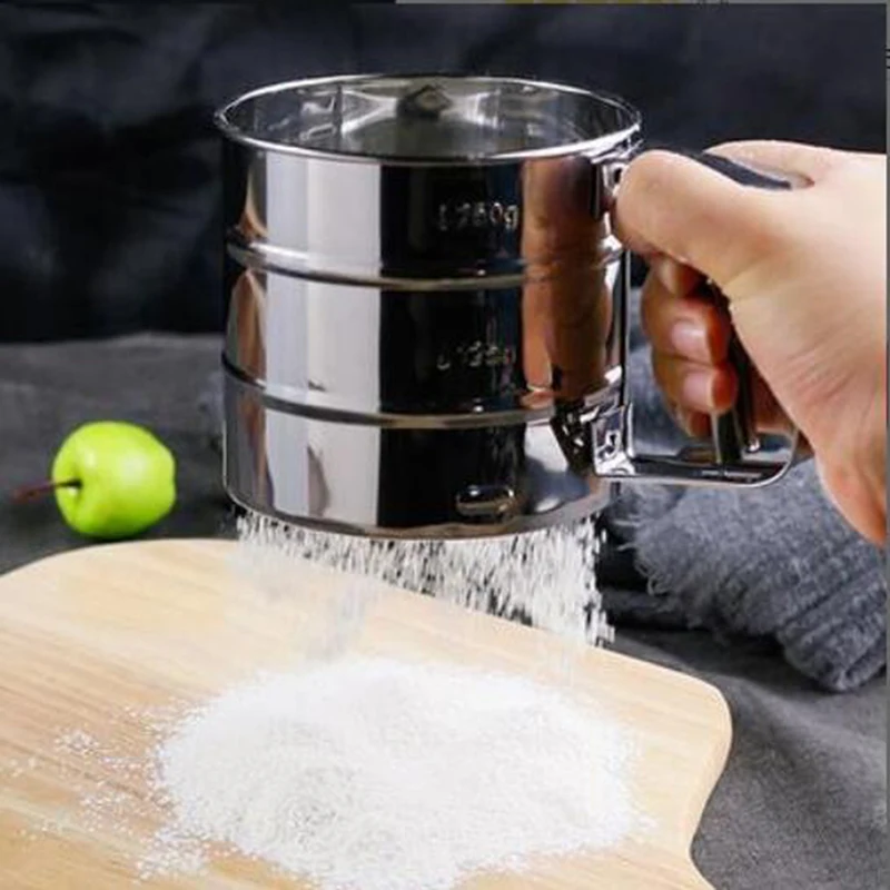 

Stainless Steel Kitchen Tools Mesh Flour Sifter Mesh Flour Bolt Sifter Manual Sugar Icing Shaker Mechanical Baking Shaker Sieve