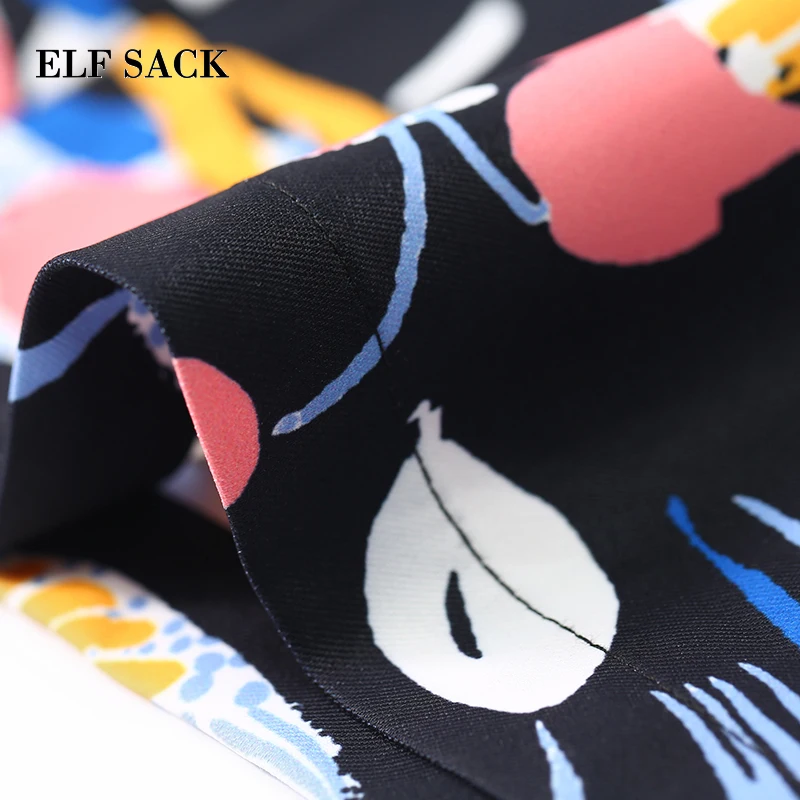 ELFSACK новинка женские штаны богемный стиль полная длина принт средняя талия