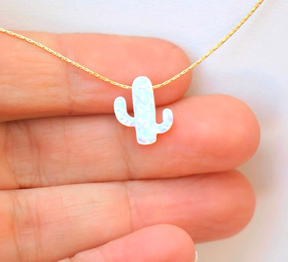 

Resin imitation Druzy Opal Stone Cactus Necklaces Pendants Women Natural Plant Jewelry Chain Choker Necklace Birthday Gifts