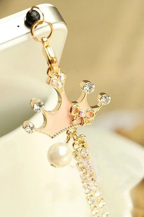 

Fashion Drip Double-sided Long-chain Crown Phone Dust Plug Headphone Plug Earphone Jack Plug for Iphone for Samsung for Xiaomi