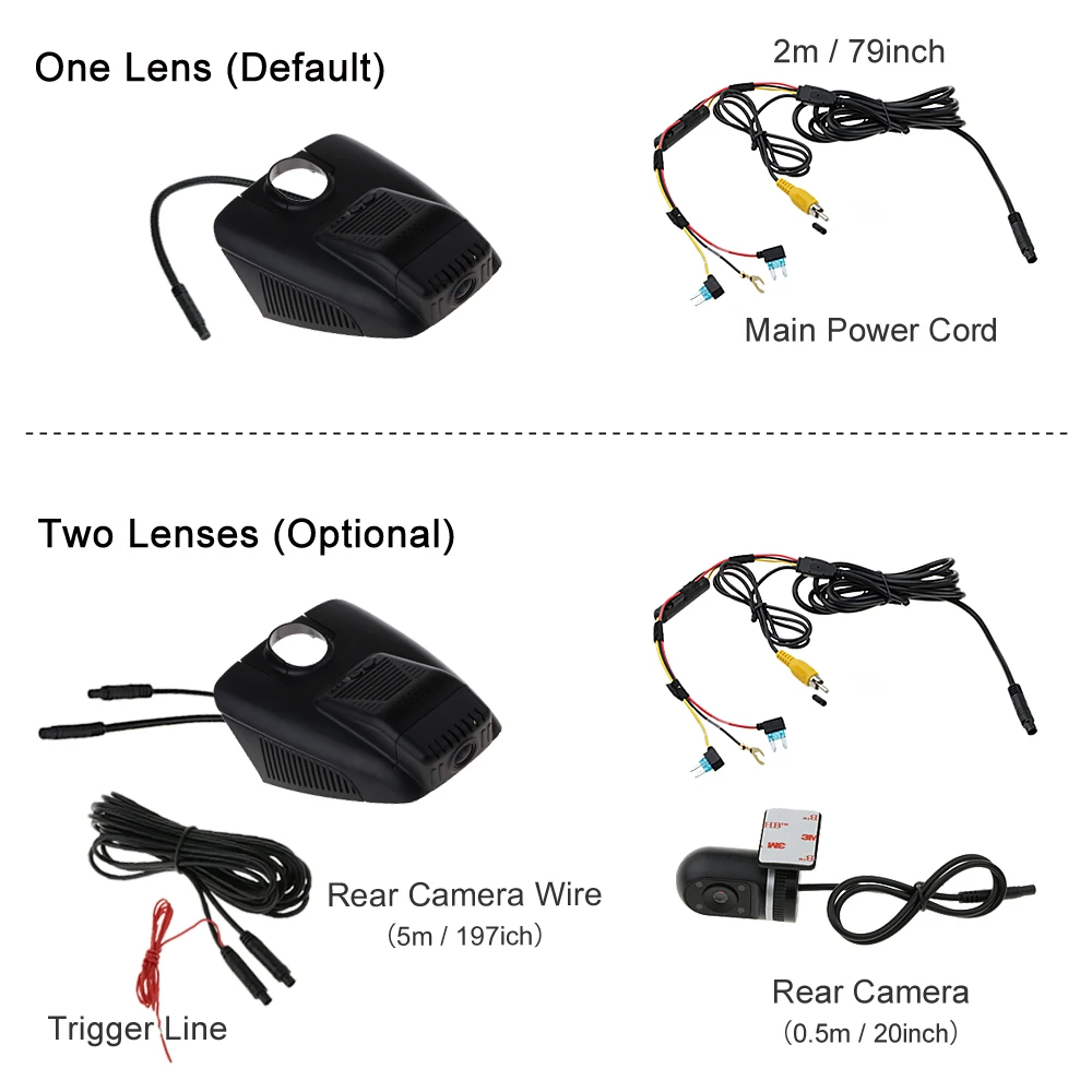 SINOSMART Wifi DVR для Mercedes Benz C200 14 15/GLC 260 15/E220 /C200L 180 Скрытая установка с приложением дополнительная двойная камера