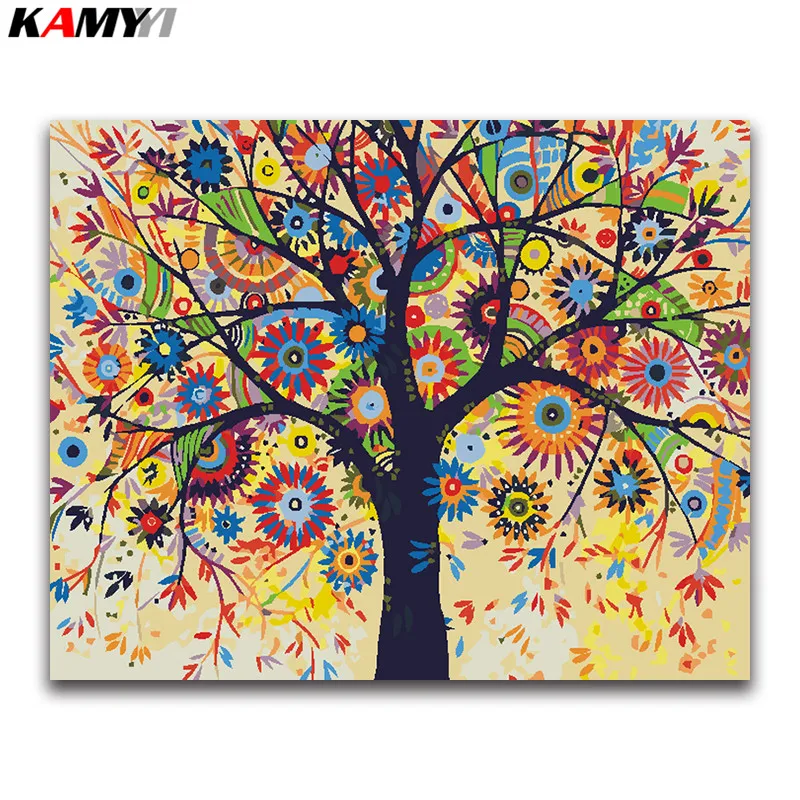 

Full square Diamond embroidery color Leaves round Diamond mosaic art Pictures 5D DIY Diamond painting Cross stitch Cartoon tree