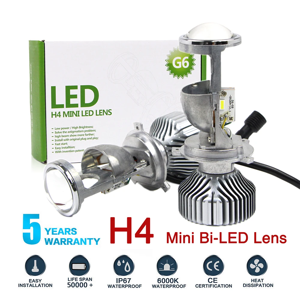 H4 мини Bi LED проектор 1 5 дюйма фара Объектив 70 Вт Модифицированная DIY 9003|Передние