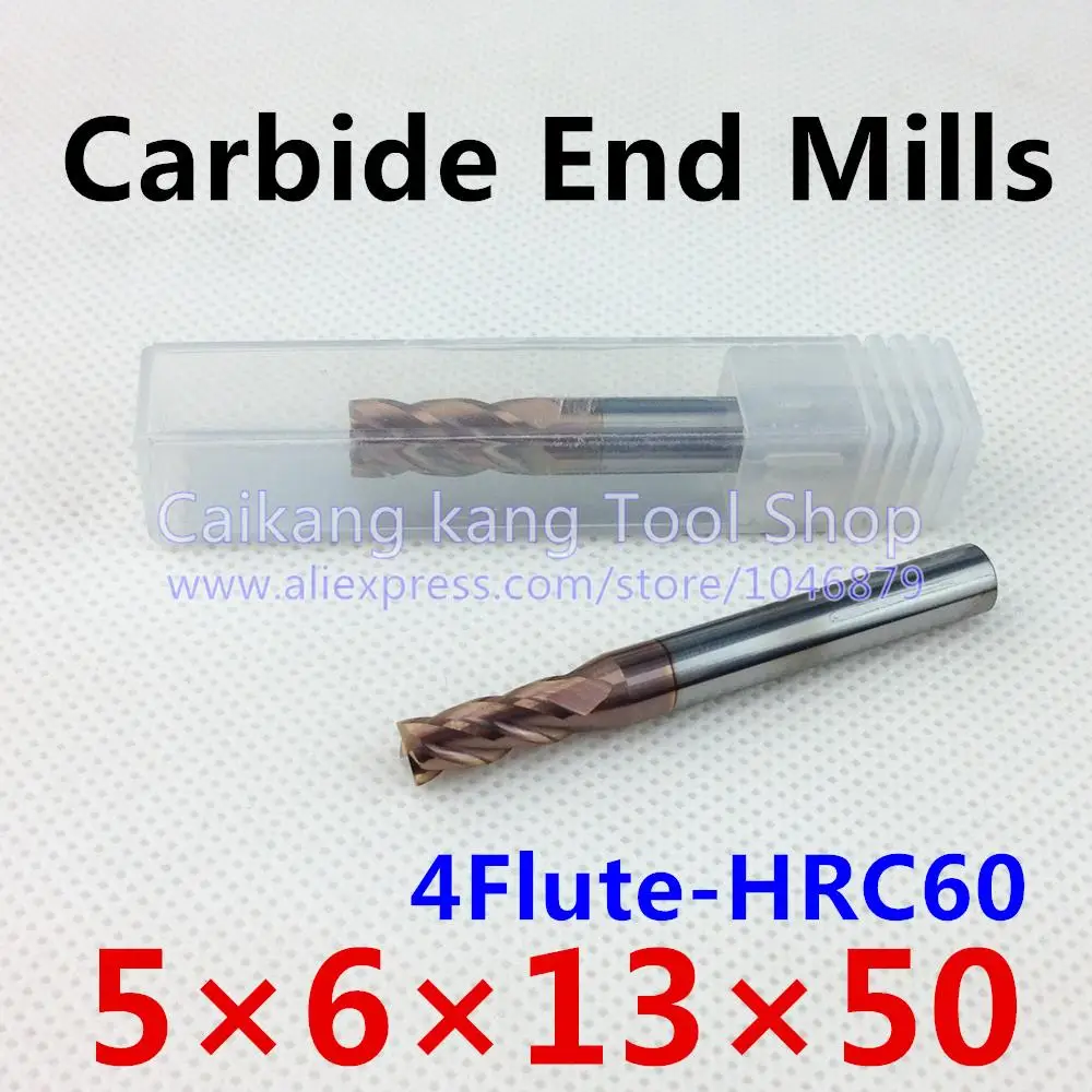 

New 4 Flute Head:5mm Tungsten steel cutter CNC milling End mills Highest cutting hardness: 60HRC 4F 5*6*13*50mm