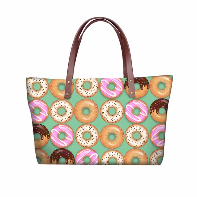 Us 25 99 35 Off Instantarts Donuts Candy Colour Printed Women Large Tote Bags Brand Designer Female Beach Shoulder Bag Travel Ping Handbags In