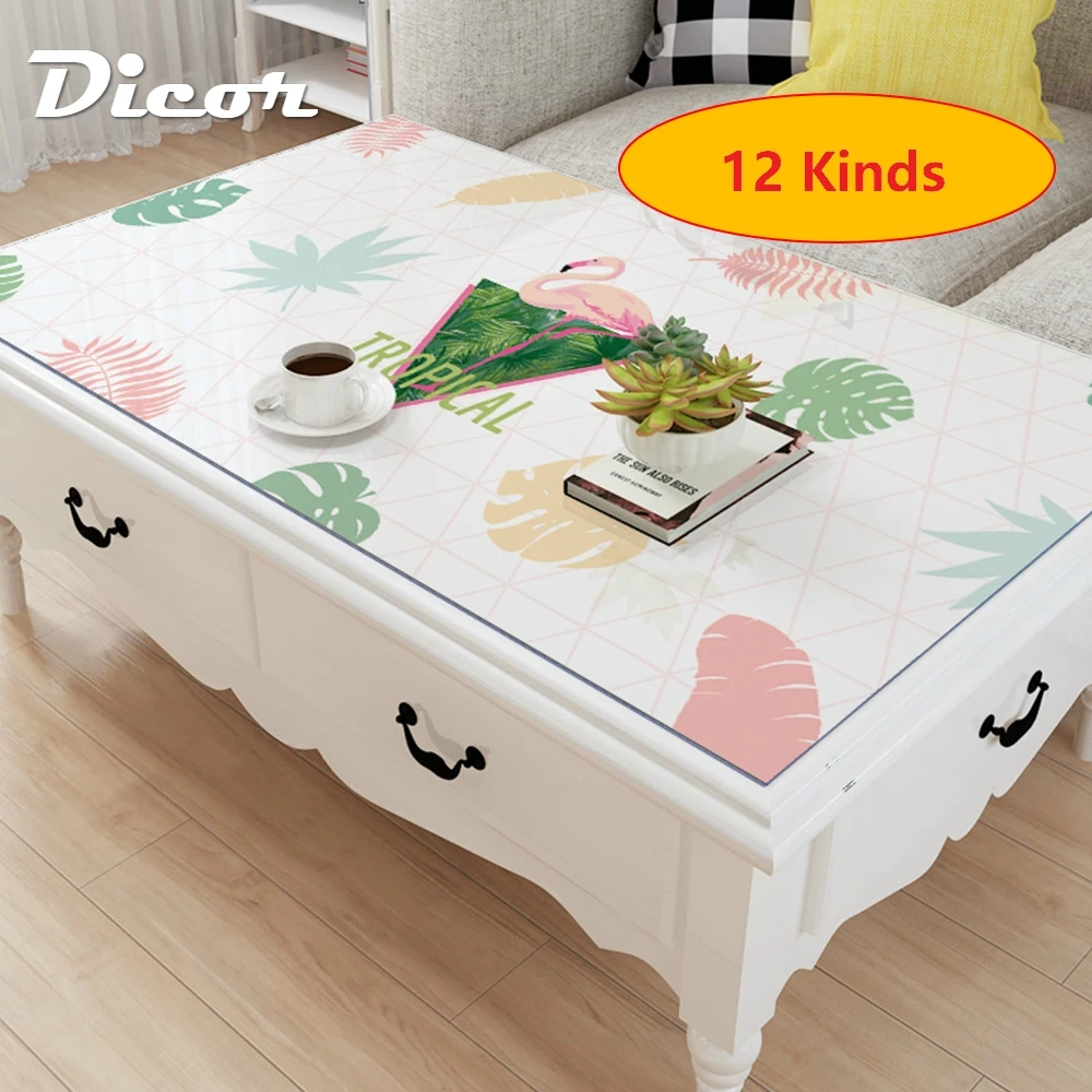 

1.3mm Colorful Waterproof PVC Tablecloth Thicken Table Cover White Opaque For Livingroom Desk Accessories Soft Glass Cloth Mat