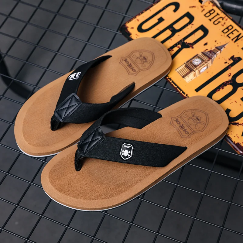 

Mens Sandals Flip Flops Flat Summer Beach Water Slippers Light Swimming Pool Slipper Brown Khaki Casual Flip Flops Men