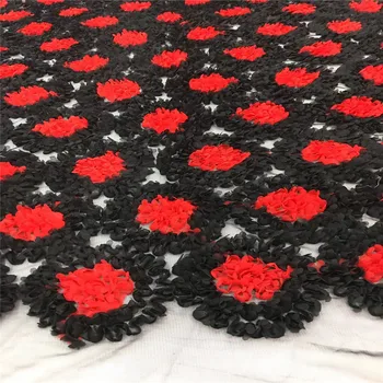 

HFX African Fabric Latest Nigeria Wedding Net Lace High Quality French Tulle Mesh Lace Big Flower Embroidery Dress Lace FX1139-1