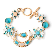 H: HYDE Модные женские камни CZ ювелирные изделия солнце и луна Шарм браслет кристалл цепи браслеты