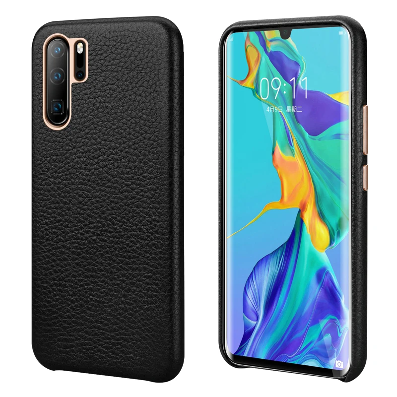 

For Huawei P30 Phone Back Case Litchi Skin Cowhide Genuine Leather Protective Case Slim Business Smart Cover for huawei P30 Pro