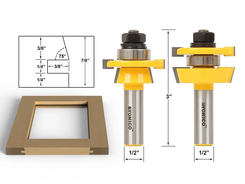 Rail and Stile Router Bit Set 1/2 Shank carbide End Mill wood milling