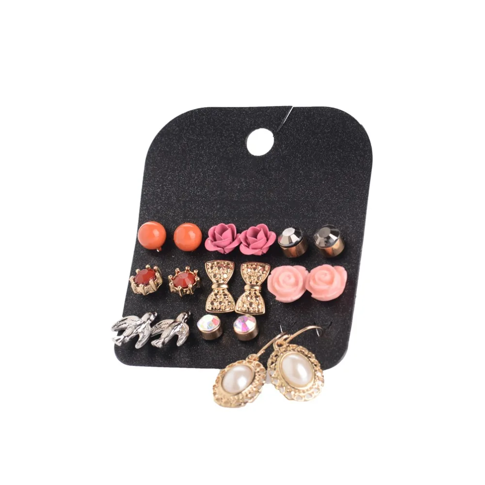 9 пар женские серьги гвоздики с цветком|stud earrings set|earrings setset for women |