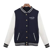 Женская бейсбольная куртка осень-зима, куртки для колледжа с длинными рукавами и вышивкой, куртка-бушлат, Повседневная Верхняя одежда для девочек, пальто