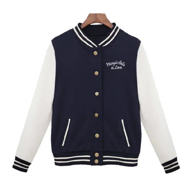 2017 Women Baseball Jacket Autumn Winter Long Sleeve Embroidery College