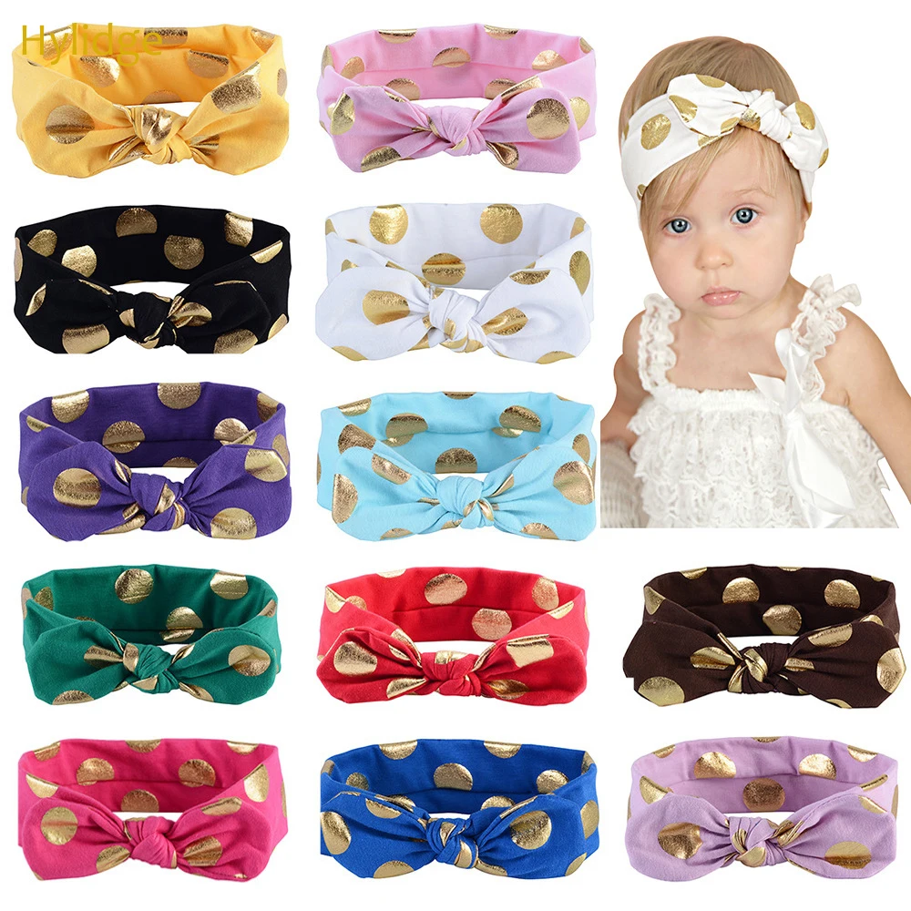 

Hylidge Fashion Bronzing Rabbit Ears Baby Girls Headband Cute Bow Children Kids Head Band Cotton Hairband For Toddler Infant