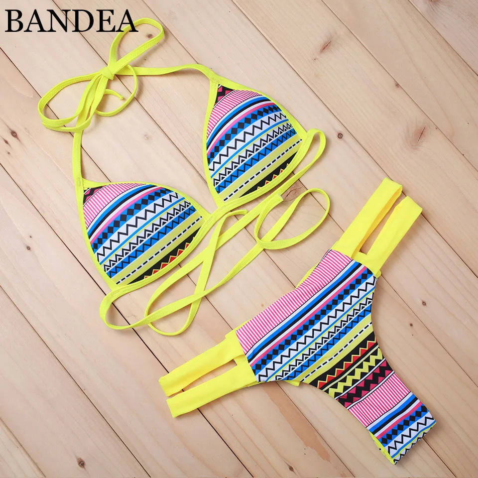 

BANDEA 2019 Sexy Printed Bikini Push Up Swimwear Swimsuit Women Biquini Bow Brazilian Bikini Set Beach Swimsuit set