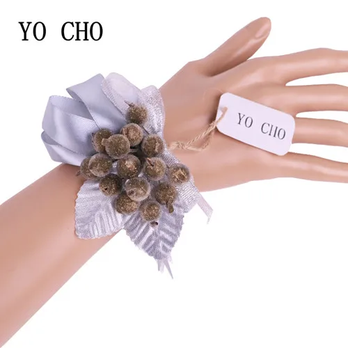 YO CHO Creative Fashion High-end Handmade Wedding Bride Bridesmaid Hand Wrist Flowers Purple Daisy Wedding Dancing Party Decor 