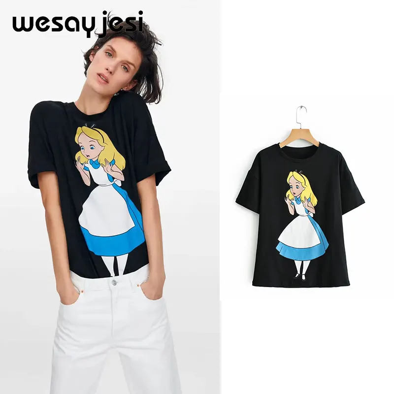 

2019 summer fashion t shirt women harajuku korean clothes streetwear cartoon girl print 100% cotton o-neck tshirt tops plus size