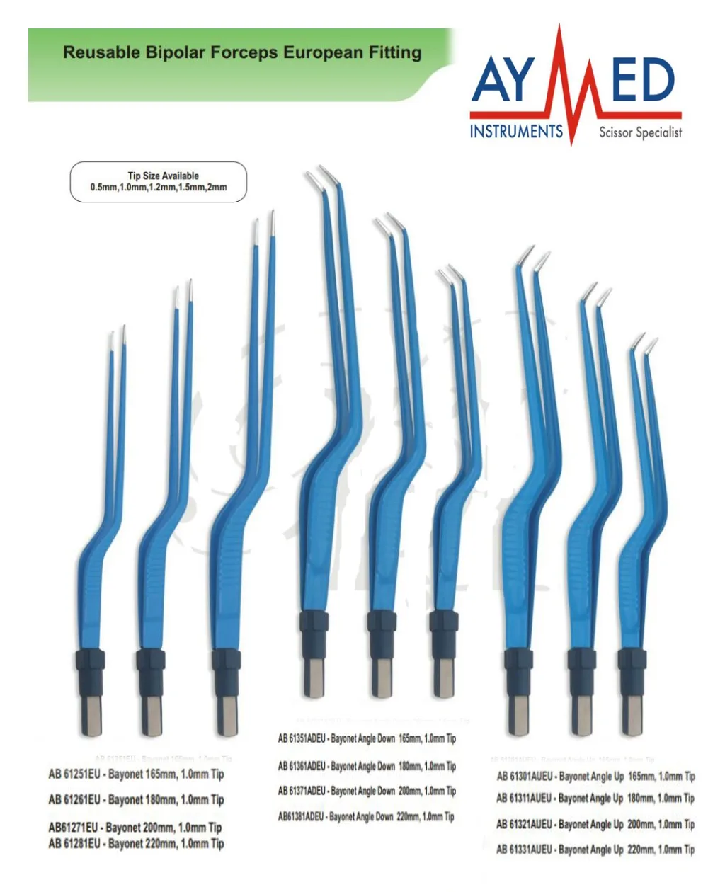 

Any 7 pieces reusable bipolar forceps european fitting electrosurgical instruments bayonet scissors