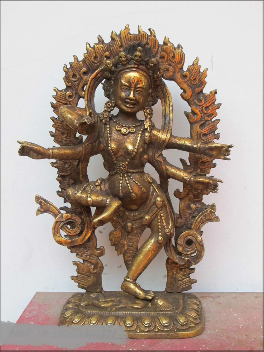 

12"Tibet Bronze gild gompa Kannon Avalokitesvara 4 Armed Kwan yin mother Buddha