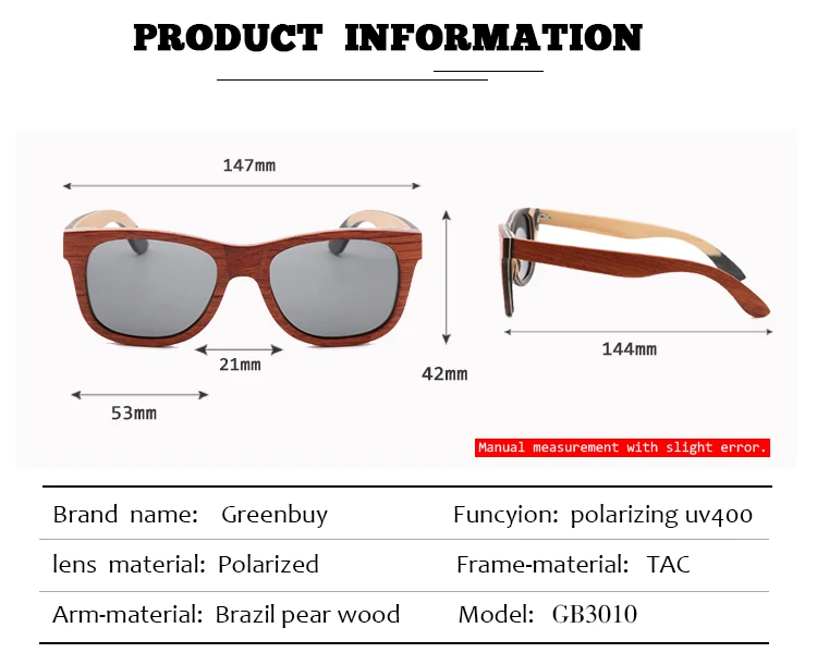 Бразилия дерево груши и буковая древесина ламинированные солнечные очки поляризованные солнцезащитные очки для женщин Деревянные бамбуковые UV400 солнцезащитные очки