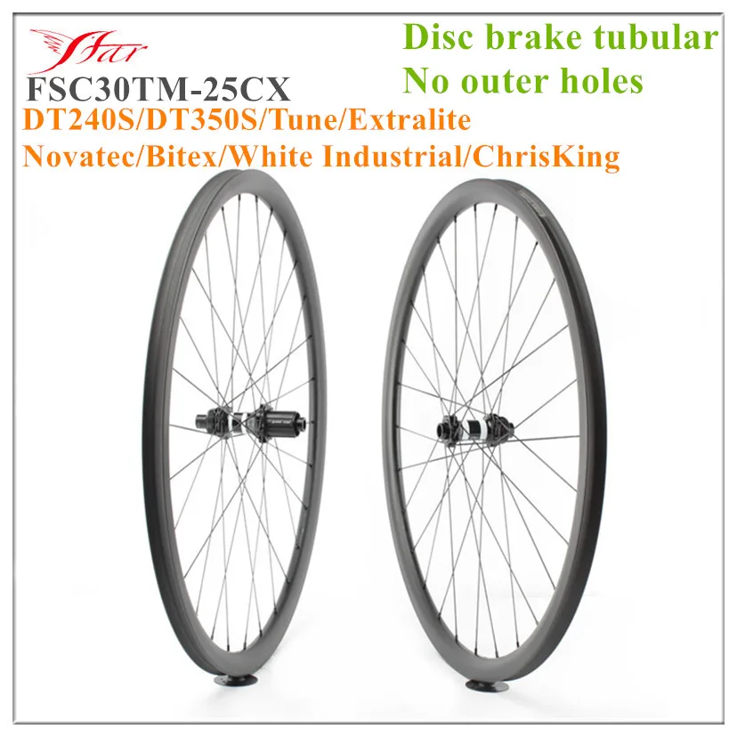 

FSC30TM-25CX Cyclocross tubular no outer holes 30mm carbon wheels Disc brake road wheelset 28H carbon bike wheels hand build