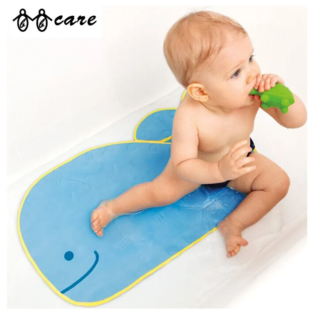BBCare Whale Shaped Baby Non-Slip Bathtub Mat with Strong Suction Cups-Blue
