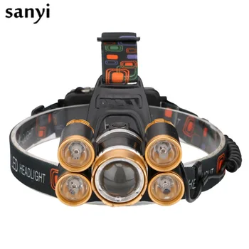 

Professional T6+4*XPE LED 4000 Lumen Zoomable LED Headlamp Head Flashlight Head Light 4 Modes Camping Headlight Lighting Torch