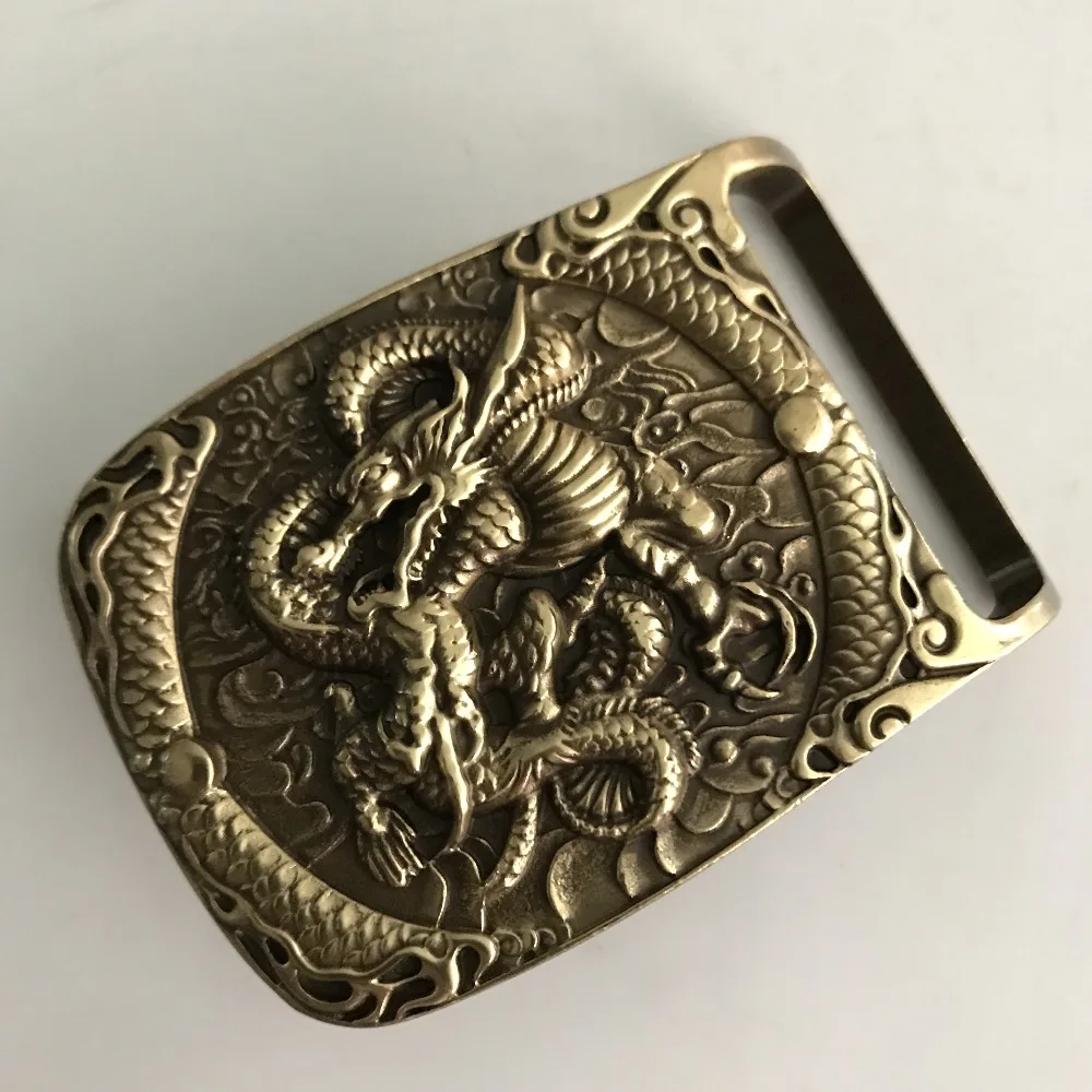 Мужской ремень в ковбойском стиле с металлической пряжкой из латуни 3D Dragon