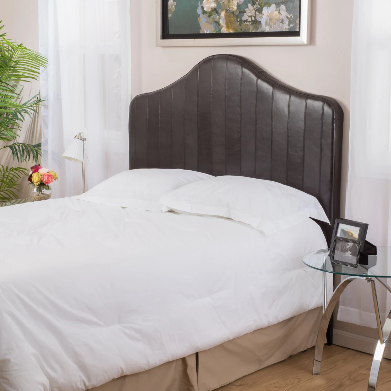 

Flores Queen to Full Adjustable Brown Leather Headboard