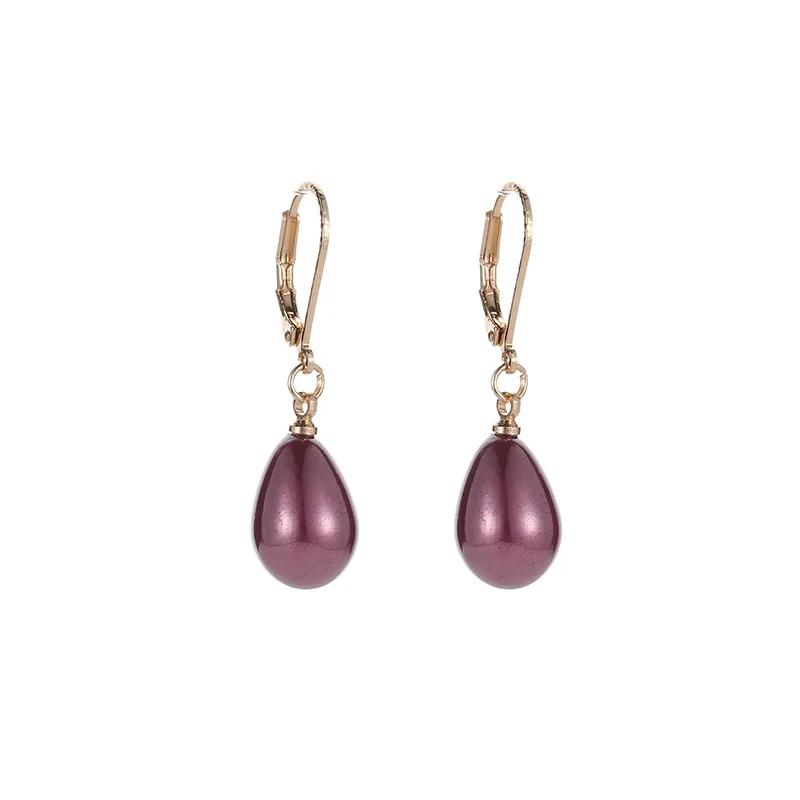 

Simple Style Simulated Pearls Drop-Shaped Sweet Pink Claret Black White Gray Elegant Drop Earrings Dangle Earrings For Women