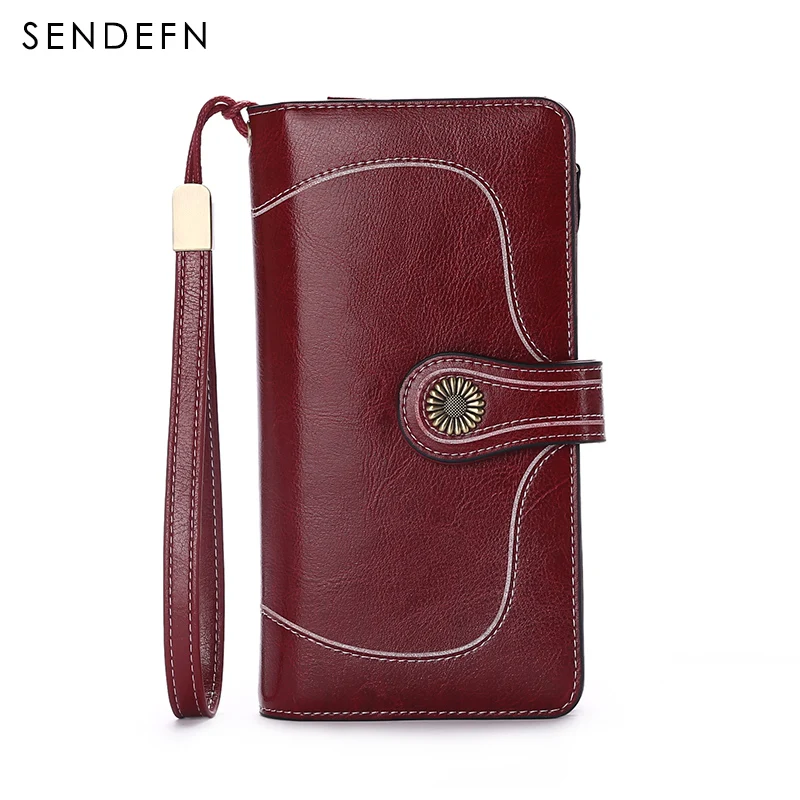 Large Capacity Split Leather Card Holder Quality Wallet Long Women Wallet Zipper Clutch Casual Zipper Retro Purse Women