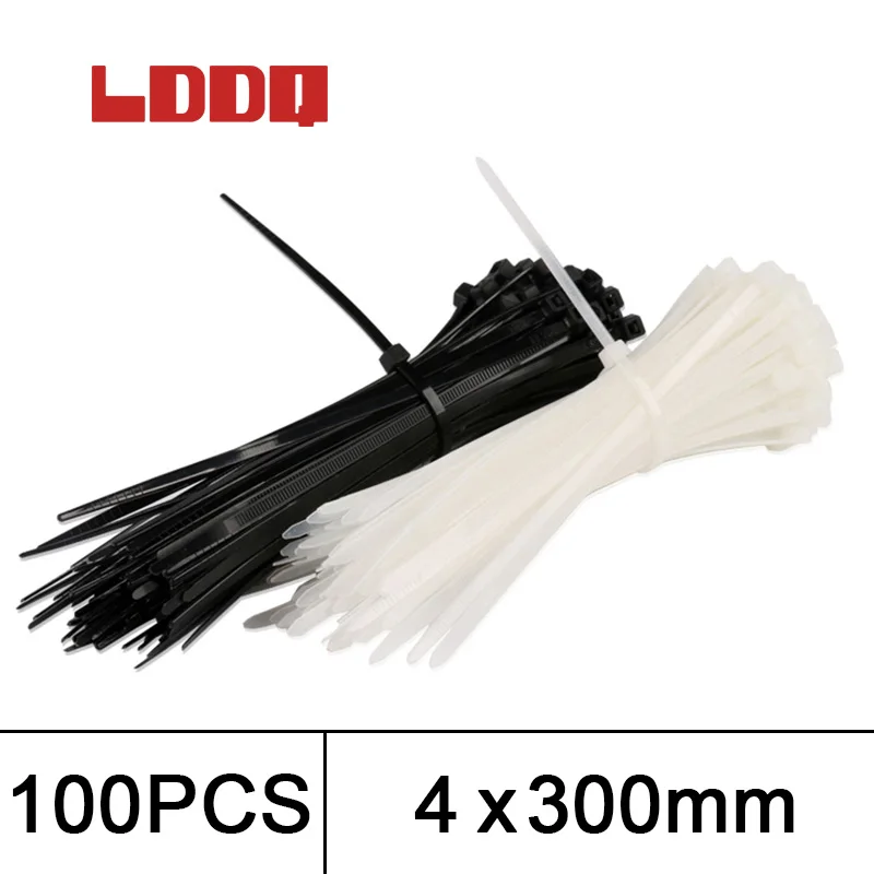 LDDQ cable tie 100 4 cable zip 300 mm locking plastic cable tie black