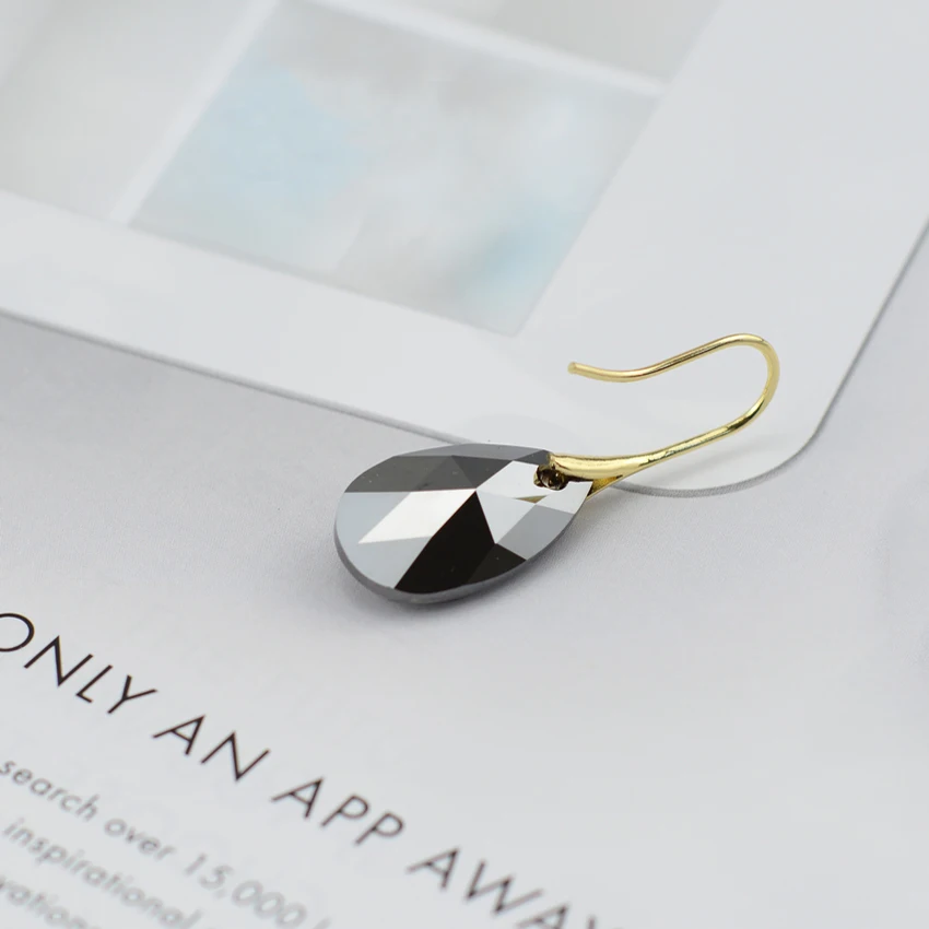BAFFIN Black Crystals From Swarovski Drop Earrings For Women Retro Vintage Gold Color Pendant Hanging Christmas Gifts Wholesale
