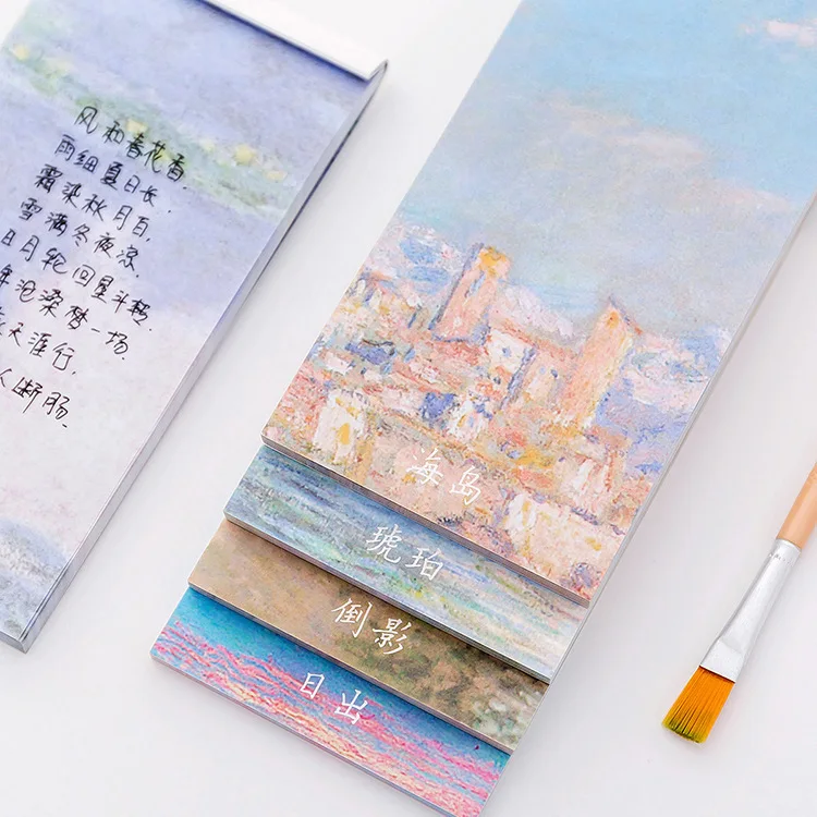 

1PCS Creative New Hand-painted Oil Painting Memo Pad Paper Post Sticky Notes Notepad Stationery Papeleria School Office Supplies