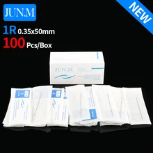 Одноразовые стерилизованные Профессиональные иглы для татуировки 1RL Для аппарат в виде ручки для татуажа бровей Перманентный макияж набор 100 шт пму иглы 1R