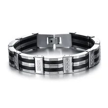 Homens Pulseira Pulseiras De Silicone De Aço Inoxidável Homem de personalidade Acessórios Jóias C508 @ M23