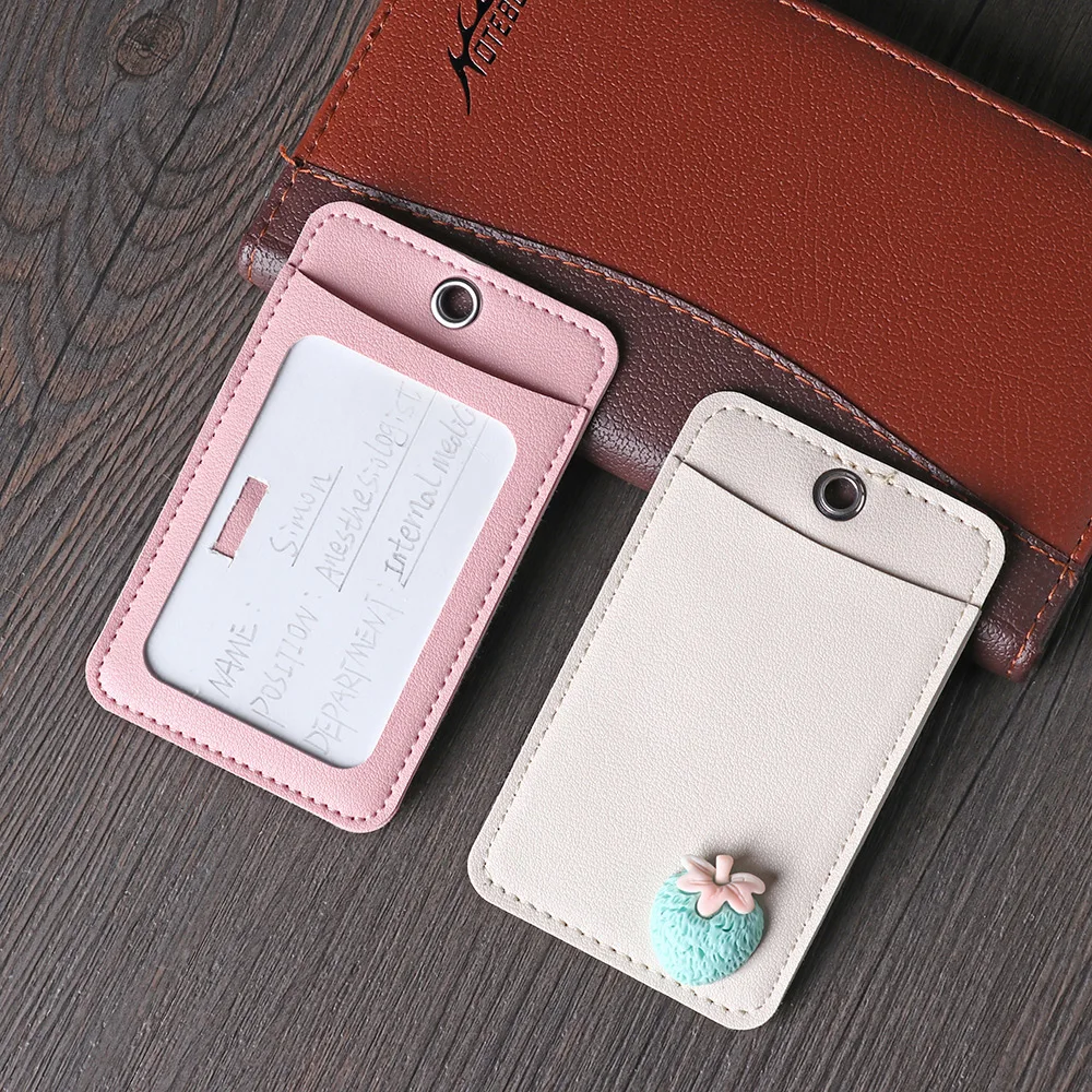Rabbit PU Leather Bus Card Case Cartoon Card Holder Identity Badge Cards Cover