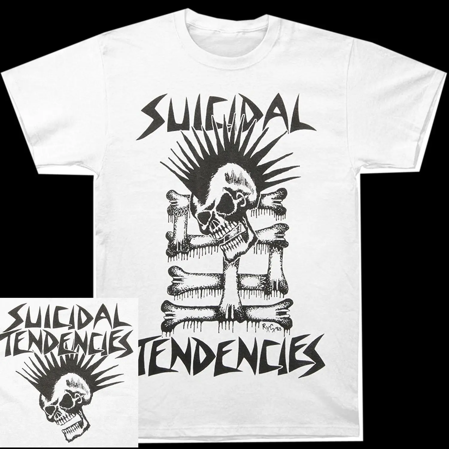 Suicidal Tendencie s m ohawk белая футболка с черепом l Xl Xxl 3Xl Officil | Мужская одежда
