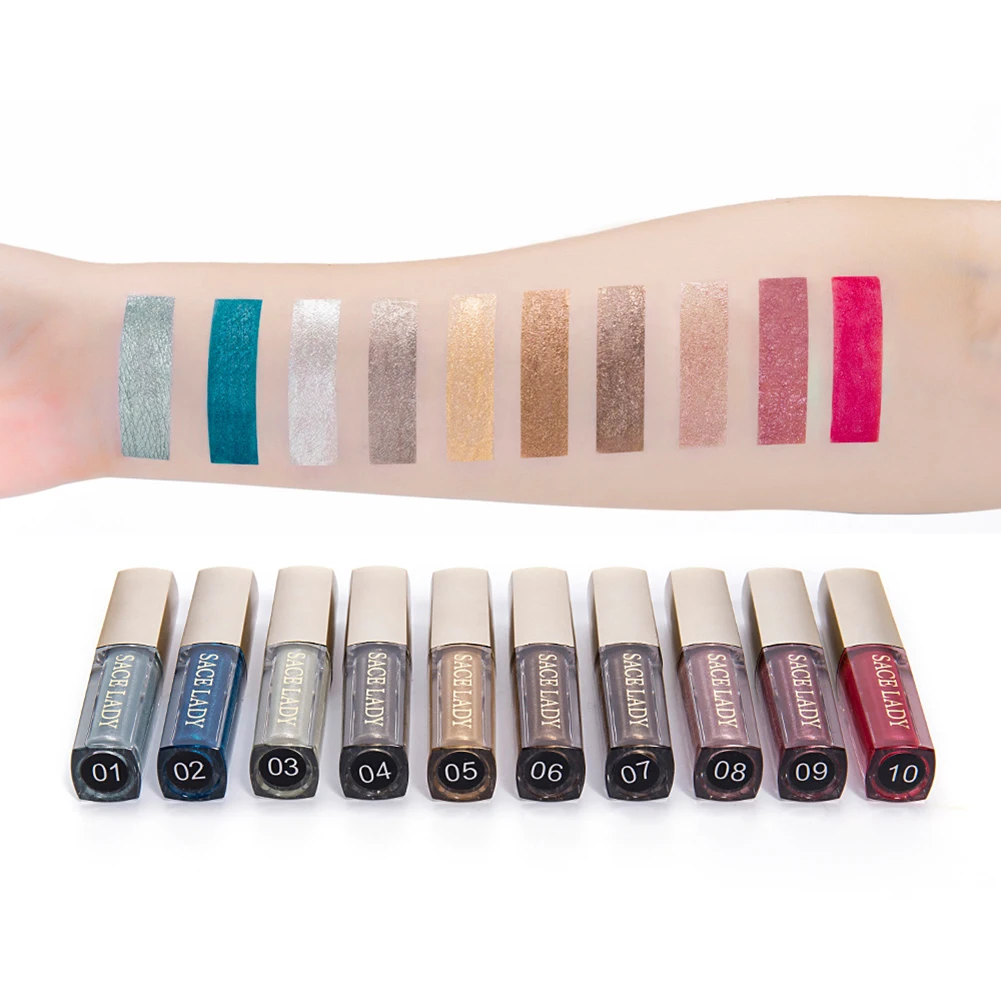 

SACE LADY Glitter Eyeshadow Makeup Liquid Shimmer Eye Shadow Metals Illuminator Glow Kit Make Up Highlighter Cream CosmeticTSLM2