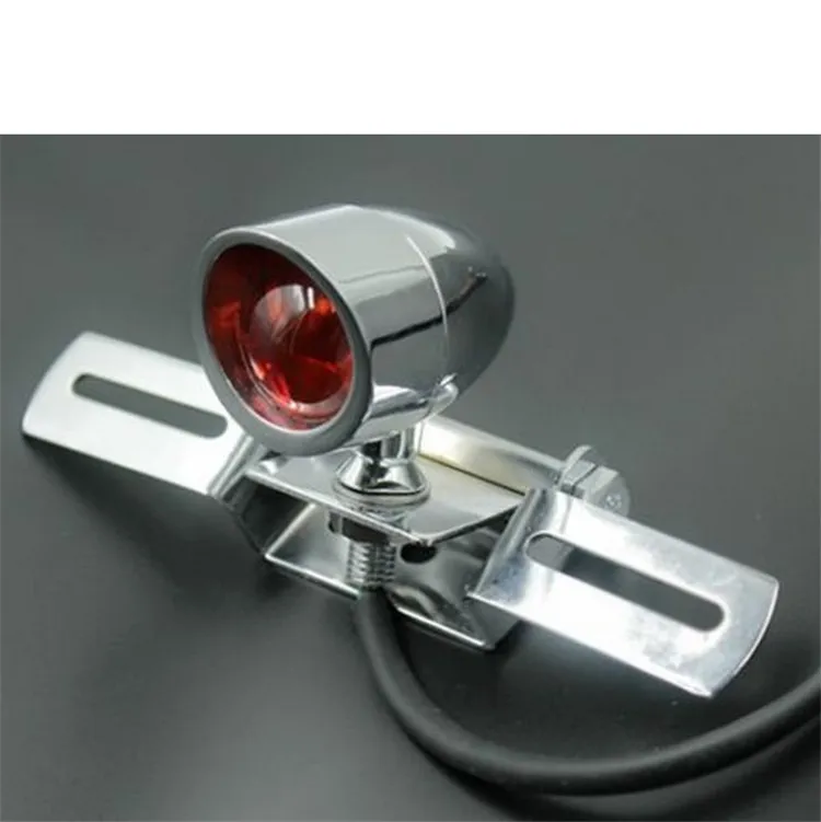 

silver moto brake light motorbike rear indicator flashers with bracket license plate for Harley Davidson motorcycle tail light