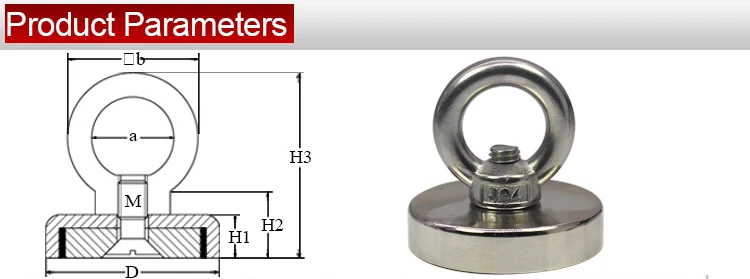 Round Neodymium Fishing Pot shape Super Strong Magnet with Eyebolt