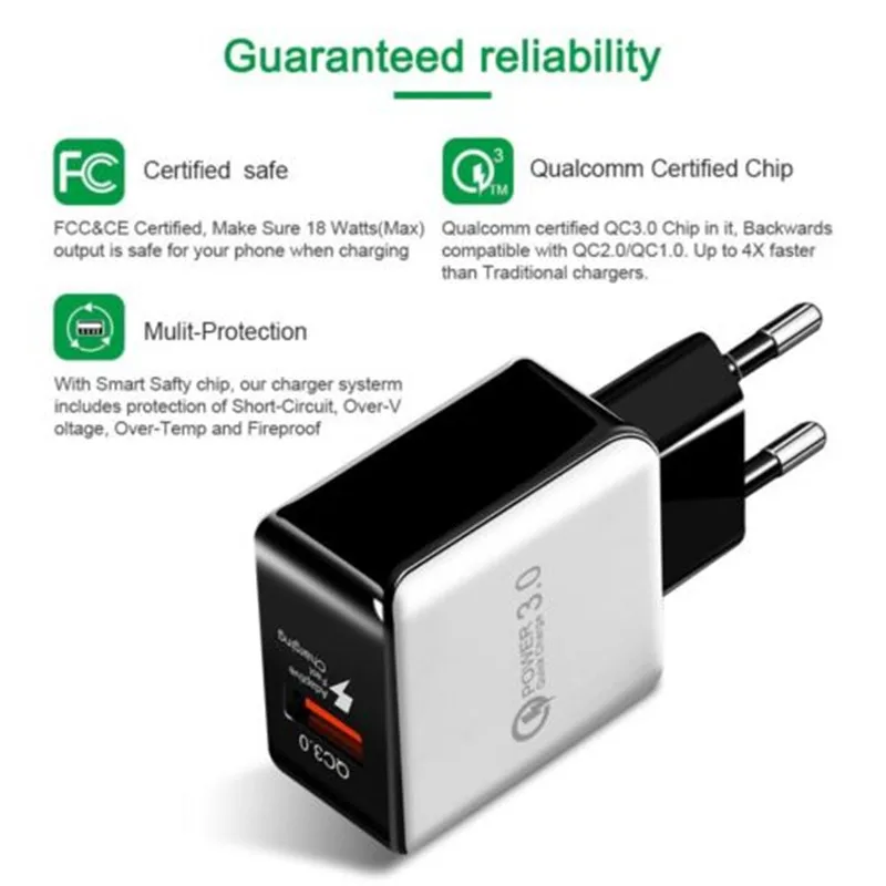 Быстрая зарядка 3 0 USB зарядное устройство QC3.0 быстрая настенное для Xiaomi mi 9 8 Samsung s10
