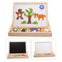 Kids Educational Wooden Magnetic Writing Drawing Board Plants Animal Jigsaw Puzzle Toys Gift YJS Dropship