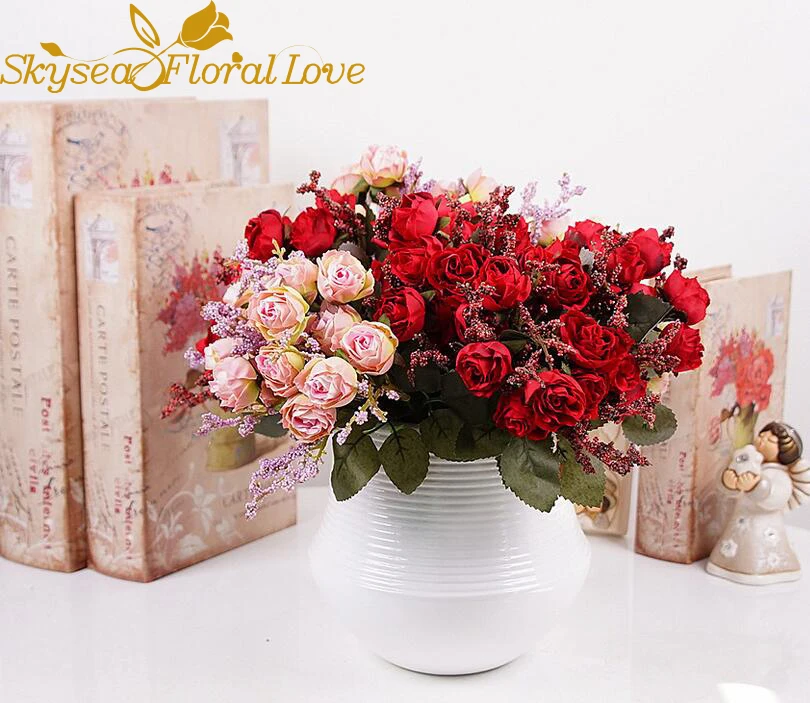 Artificial flowers rose 6 colors diy wedding decorative flowers quality