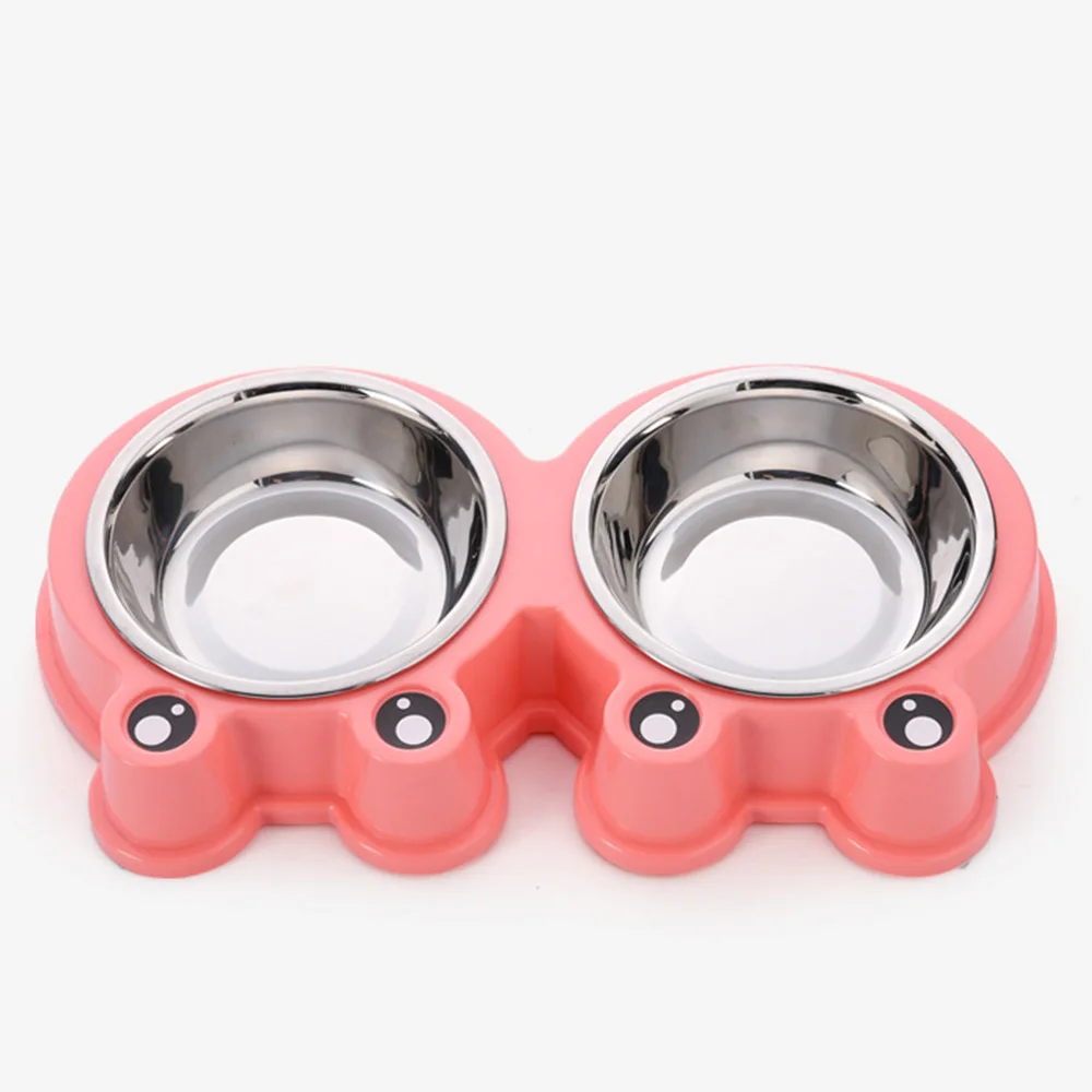 ПЭТ в форме лягушки двойная миска для собак для собаки кошки из нержавеющей стали корм для небольших домашних животных Кормушка Кормление щенка миска для воды