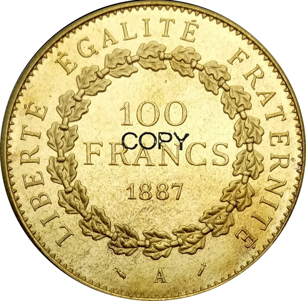 Франция золотые 1887 а Парижа 100 франков Lucky Angel латунные металлические копии монет |