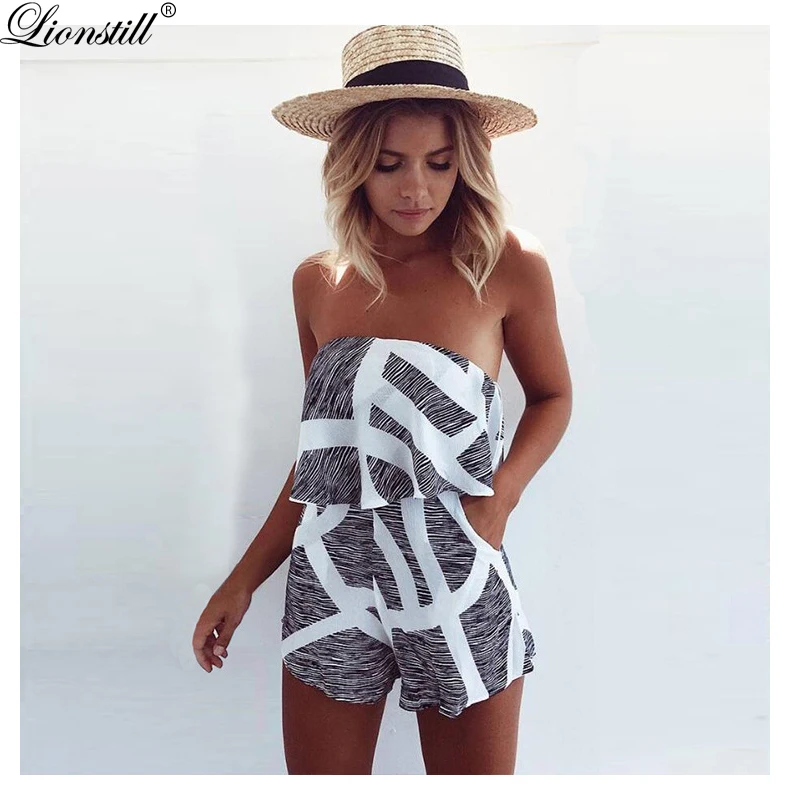 LIONSTILL off shoulder clothing set jumpsuit romper Women crop top
