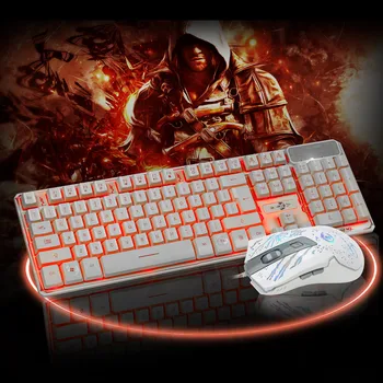

Wired 2.4G LED Gaming keyboard and 3200DPI Mouse Computer Multimedia Gamer #56